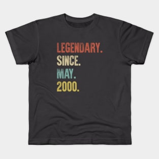 Retro Vintage 20th Birthday Legendary Since May 2000 Kids T-Shirt